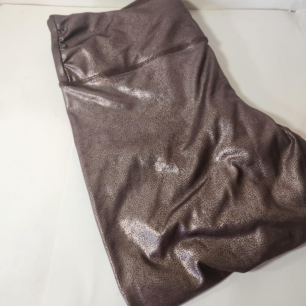 Joe Fresh Active Metallic Bronze Crackle Leggings High Rise Crossover Waist 1X